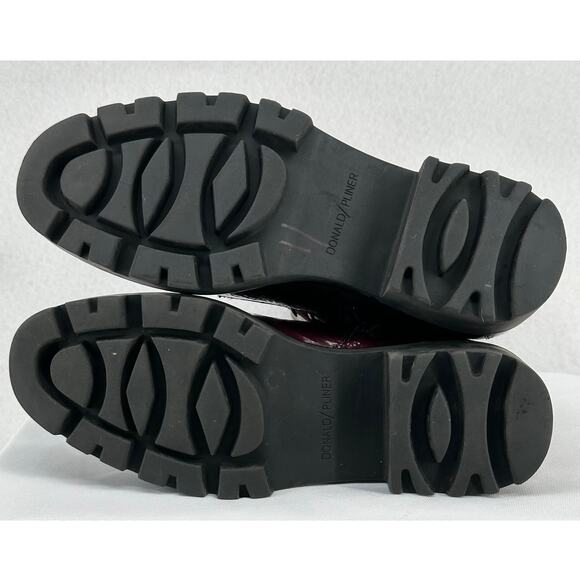 Donald J Pliner Elyas Burgundy Patent Leather Lugged Sole Moto Boots 7.5M - Picture 5 of 8